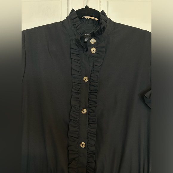 Black Ruffle Button-Up Romper - Picture 5 of 9